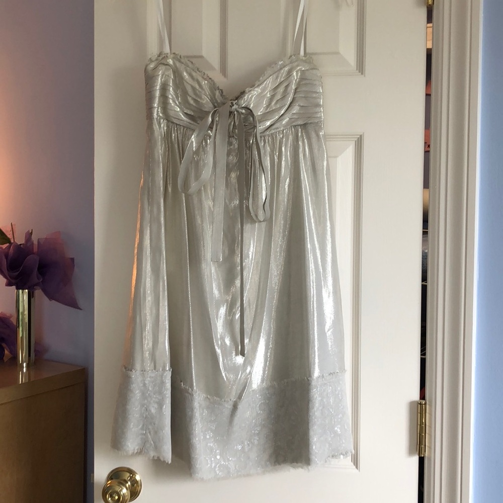 BCGB silver strapless dress